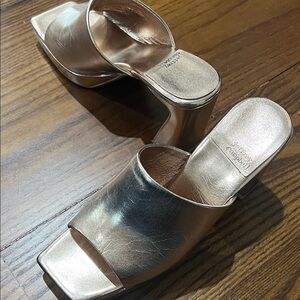 Jeffrey Campbell Metallic Rose Gold Mules